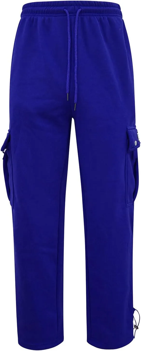 Cargo Sweatpants for Men Drawstring Baggy Elastic Work Hiking Pants Straight Loose Fit Outdoor Joggers with Pockets