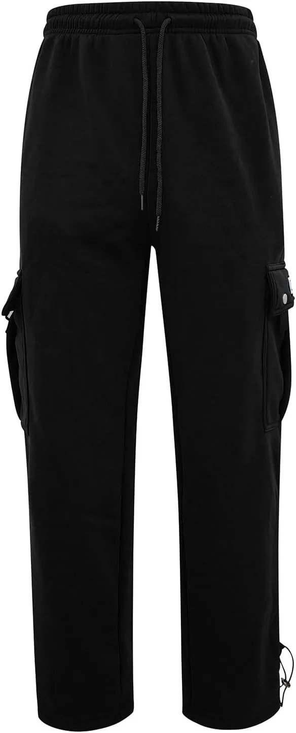 Cargo Sweatpants for Men Drawstring Baggy Elastic Work Hiking Pants Straight Loose Fit Outdoor Joggers with Pockets