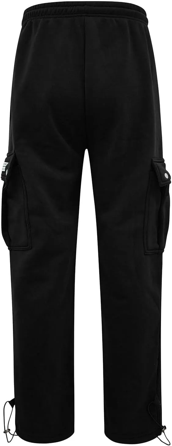 Cargo Sweatpants for Men Drawstring Baggy Elastic Work Hiking Pants Straight Loose Fit Outdoor Joggers with Pockets