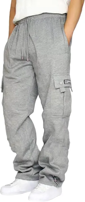 Cargo Sweatpants for Men Drawstring Baggy Elastic Work Hiking Pants Straight Loose Fit Outdoor Joggers with Pockets