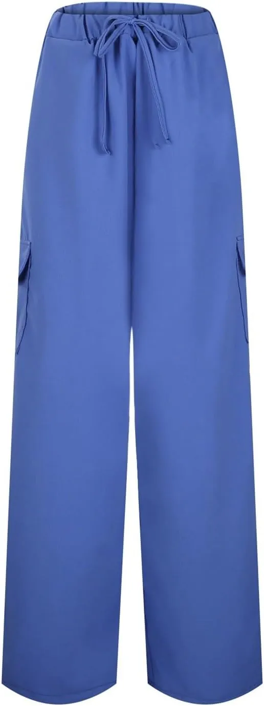 Casual Pants for Women Summer Wide Leg Pants with Pockets High Waist Loose Trousers Business Work Cargo Trousers