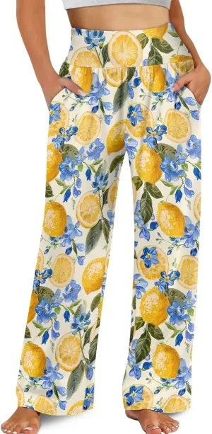Casual Pants Women Wide Leg Dress Pants High Waisted Loose Fit Work Travel Trousers with Pockets S-3XL