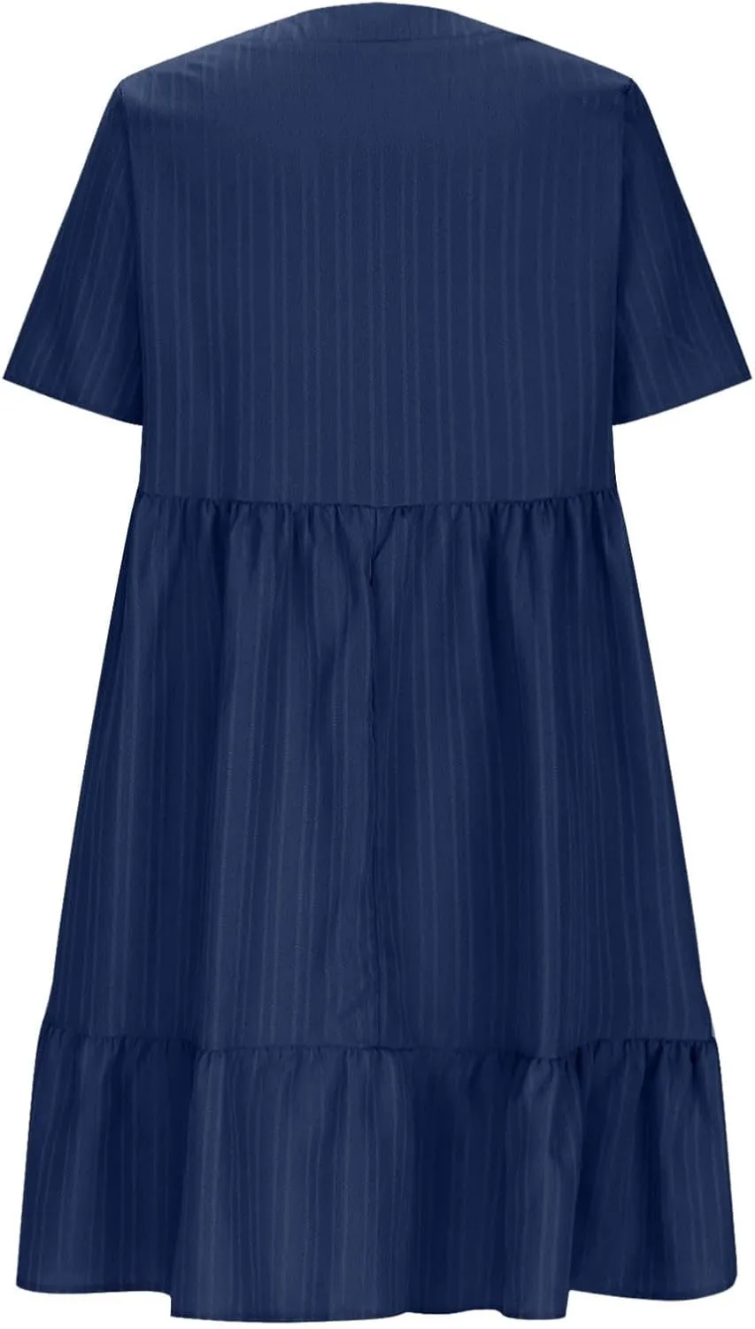 Cbcbtwo Summer Dresses for Women 2025 Casual Loose Fit V Neck Dress Short Sleeve Solid Flowy Sundress Vacation Midi Dress