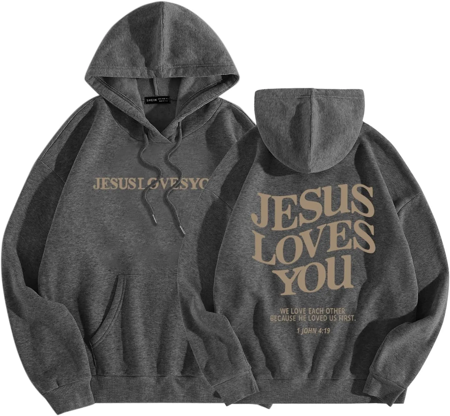 Christian Hoodies Women Men Jesus Loves You Letter Graphic Sweatshirt Casual Long Sleeve Oversized Y2k Pullover Tops