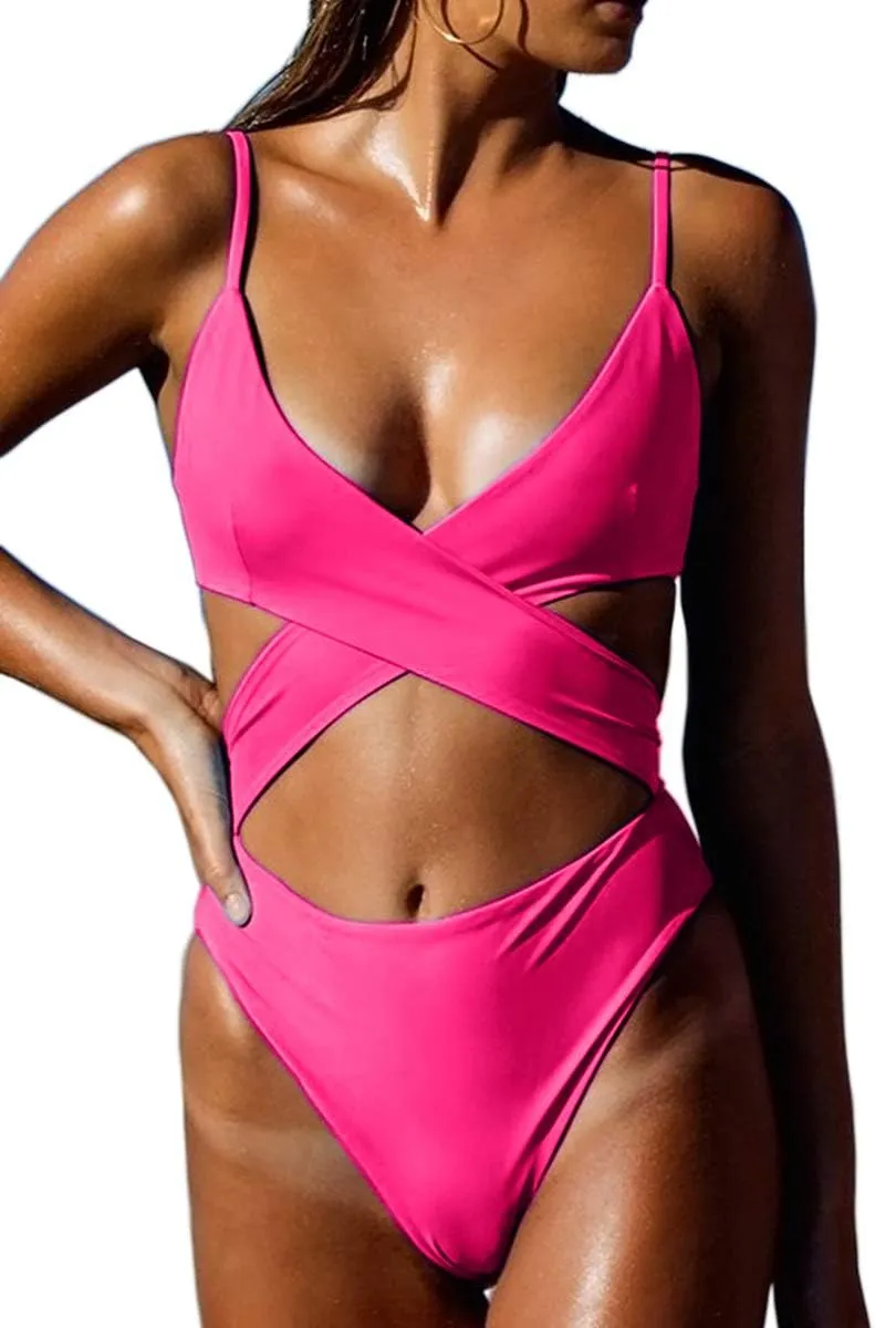 CHYRII Women's Sexy Criss Cross High Waisted Cut Out One Piece Monokini Swimsuit