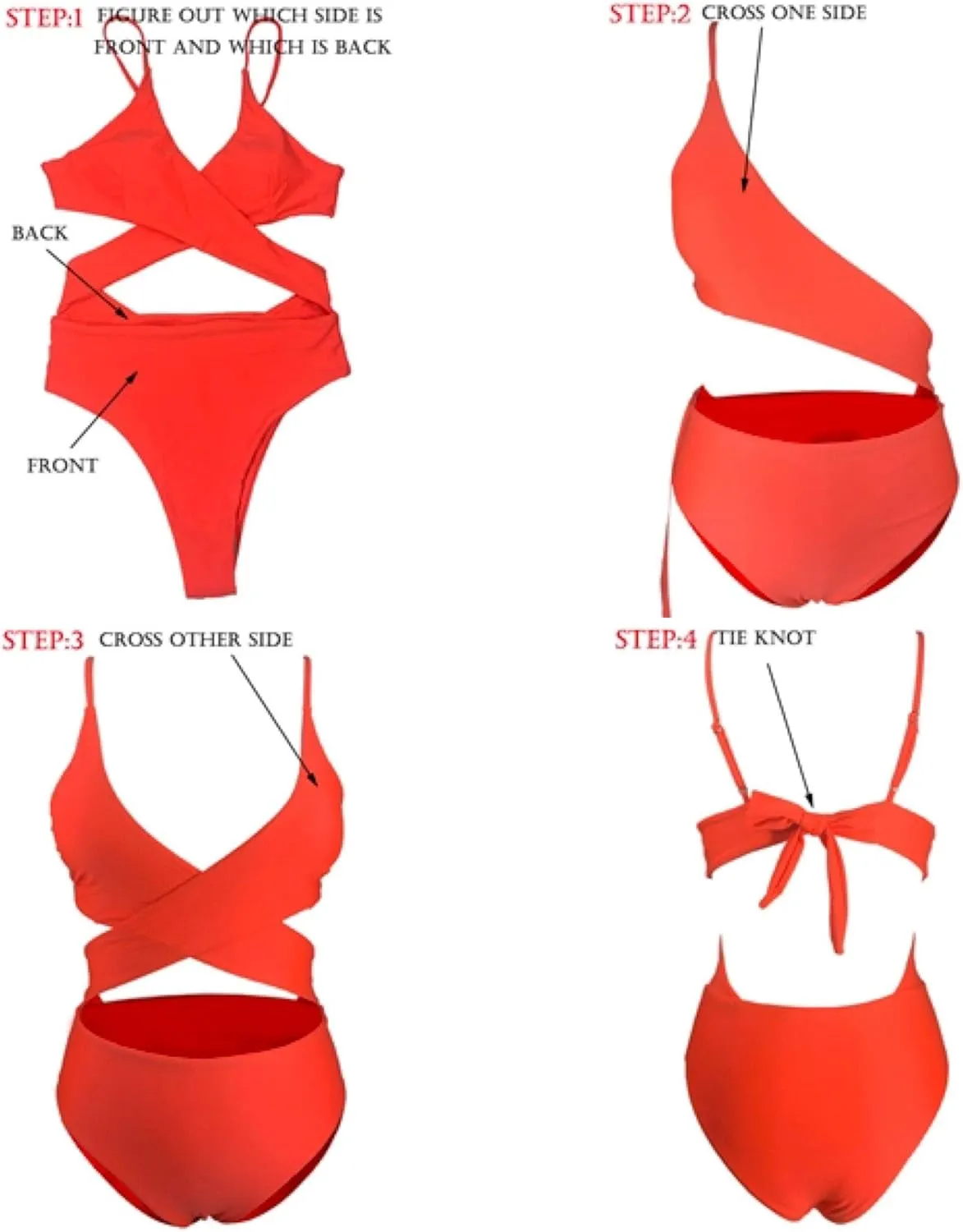 CHYRII Women's Sexy Criss Cross High Waisted Cut Out One Piece Monokini Swimsuit