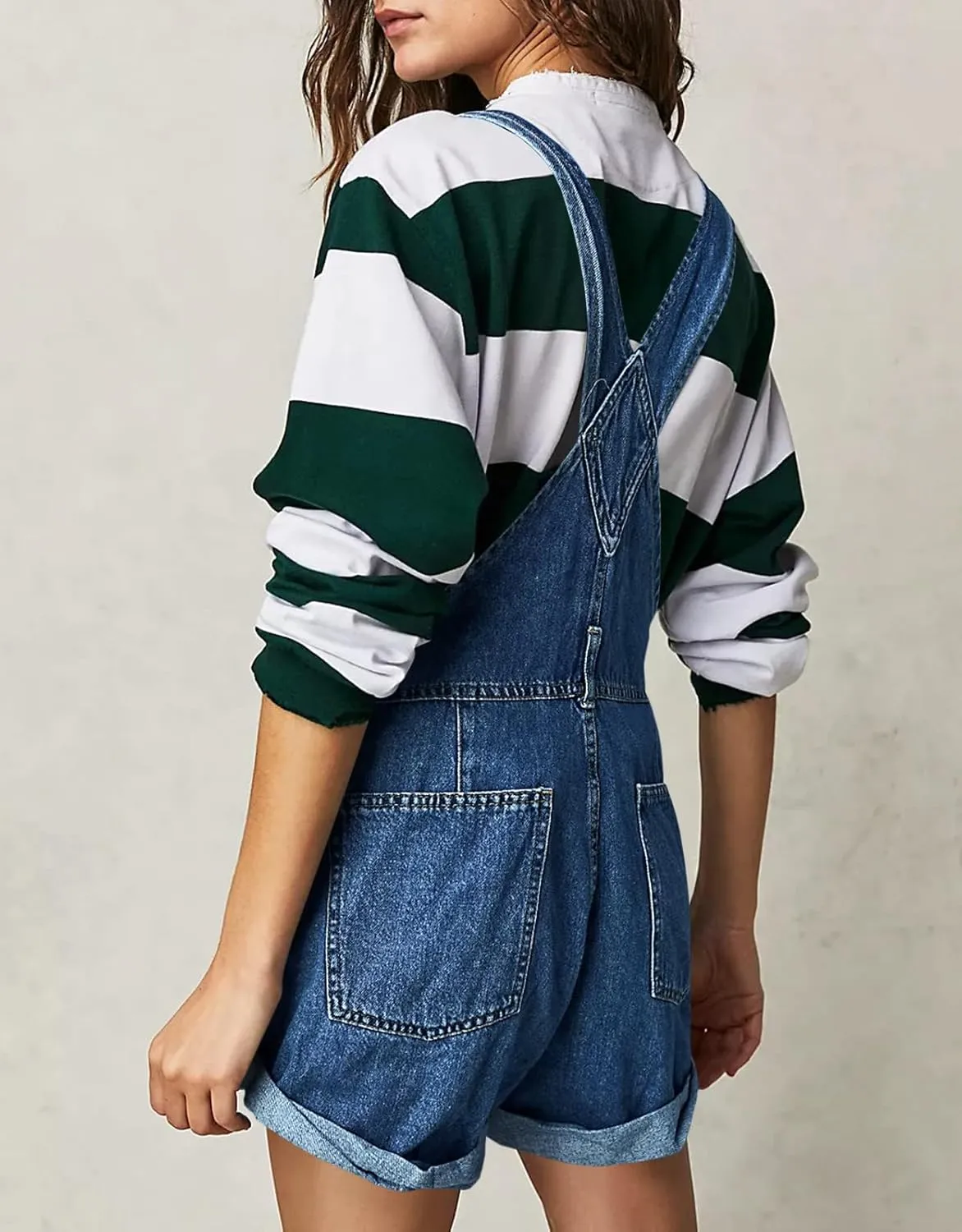 Cicy Bell Womens Denim Bib Overall Shorts Casual Classic Adjustable Straps Cuffed Hem Jean Shortalls Summer Outfits