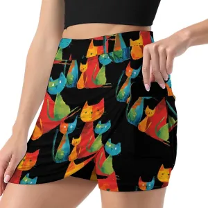 Colorful Cat Women's Skort Athletic Skirt Golf Skorts A-line Skirts with Built-in Shorts Pockets