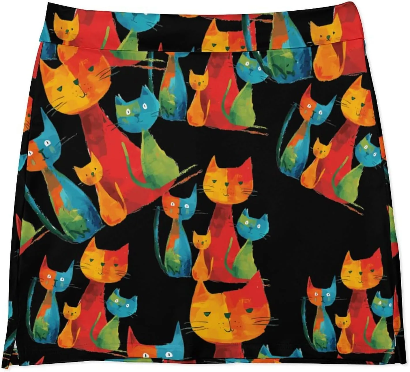 Colorful Cat Women's Skort Athletic Skirt Golf Skorts A-line Skirts with Built-in Shorts Pockets