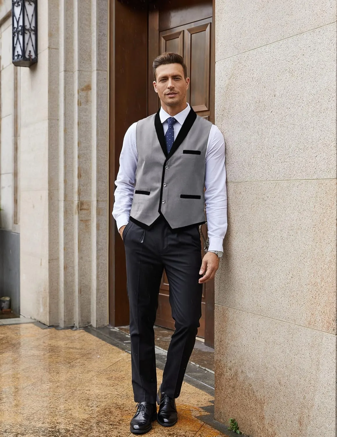COOFANDY Men's Suit Vest Slim Fit Formal Business Dress Vest Casual Wedding Waistcoat