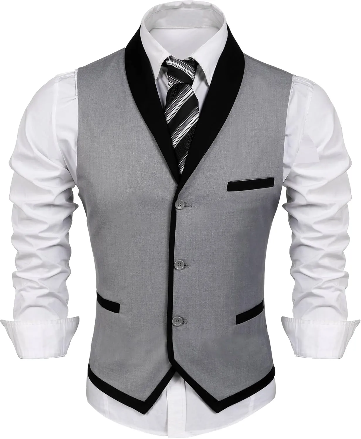 COOFANDY Men's Suit Vest Slim Fit Formal Business Dress Vest Casual Wedding Waistcoat