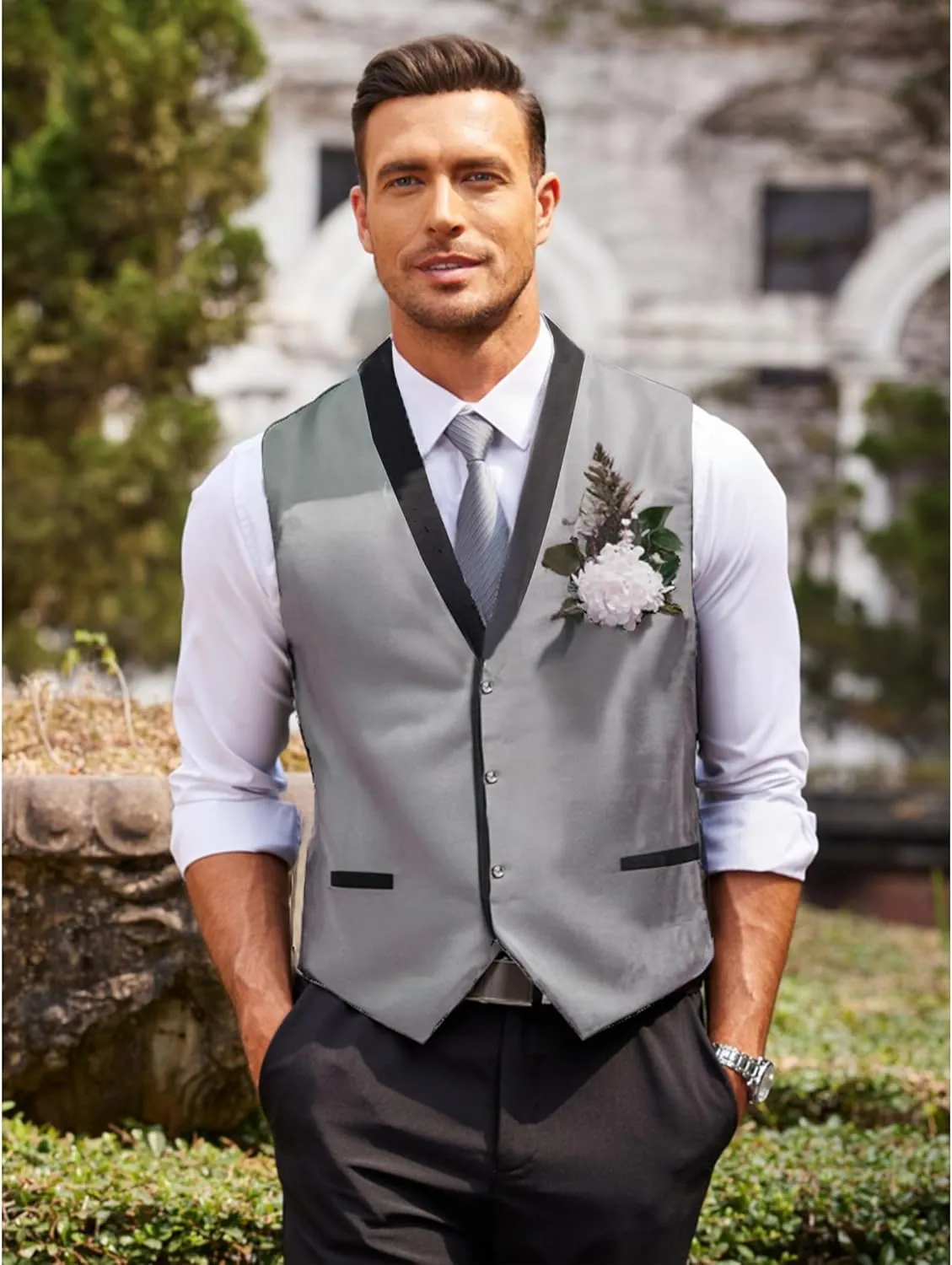 COOFANDY Men's Suit Vest Slim Fit Formal Business Dress Vest Casual Wedding Waistcoat