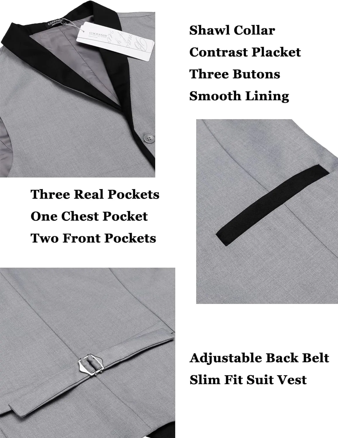 COOFANDY Men's Suit Vest Slim Fit Formal Business Dress Vest Casual Wedding Waistcoat