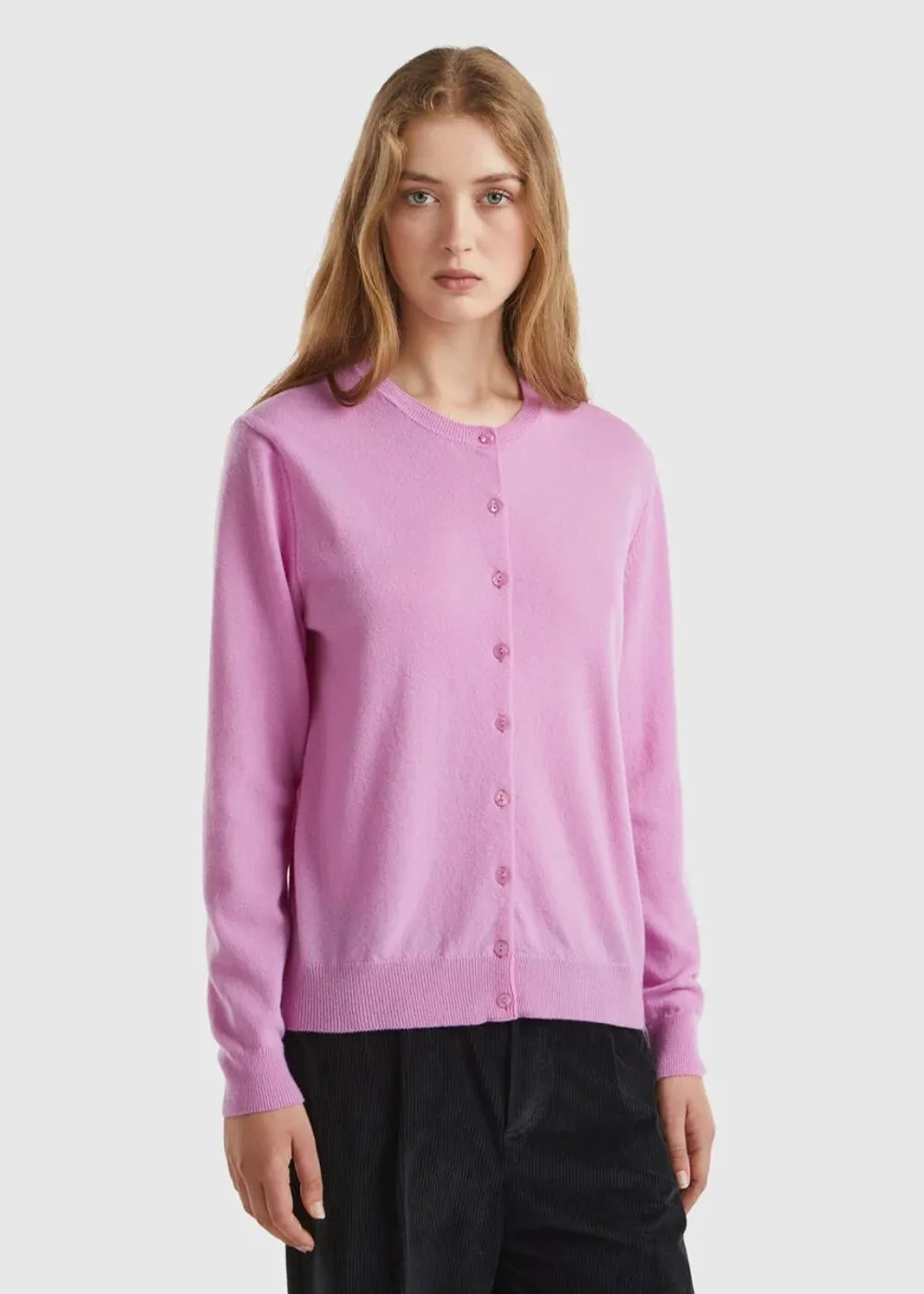 CREW NECK MERINO WOOL CARDIGAN