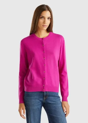 CREW NECK MERINO WOOL CARDIGAN