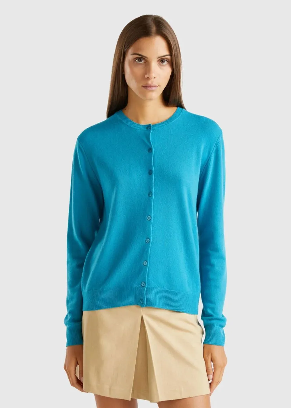 CREW NECK MERINO WOOL CARDIGAN