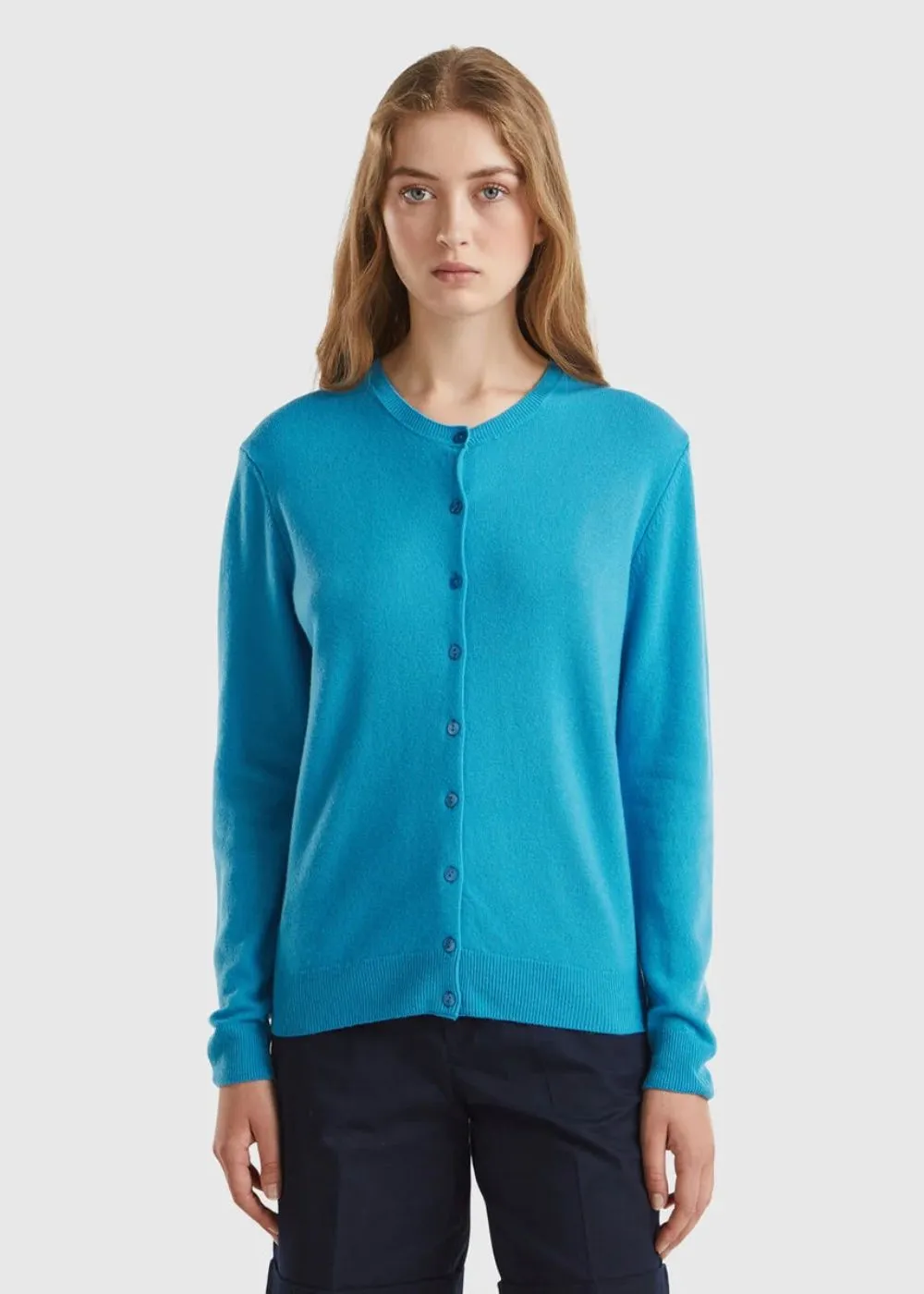 CREW NECK MERINO WOOL CARDIGAN