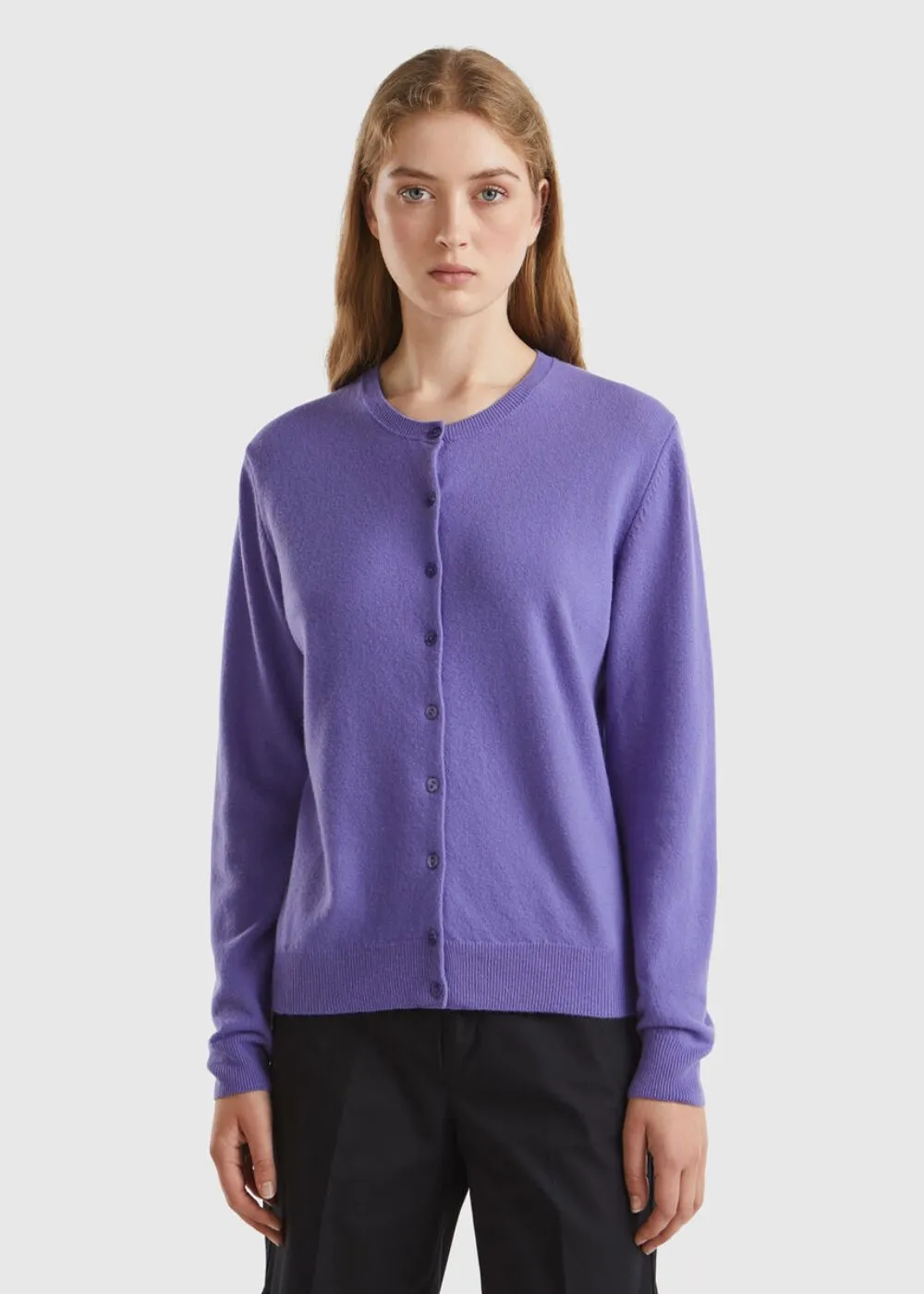 CREW NECK MERINO WOOL CARDIGAN