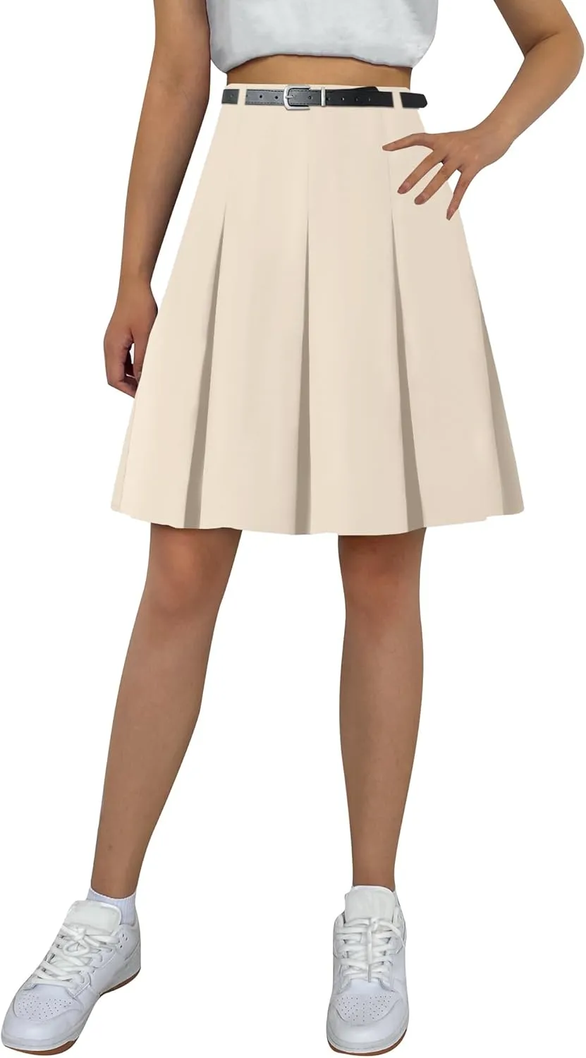 Cromoncent Girls Women's High Waist A-Line Long Pleated Skirts, 6 Years - US 4XL