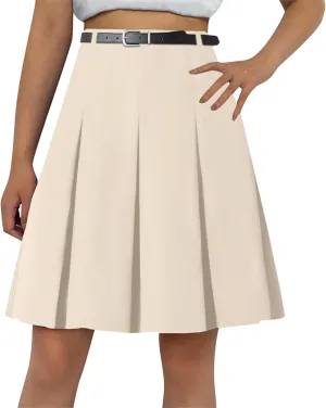 Cromoncent Girls Women's High Waist A-Line Long Pleated Skirts, 6 Years - US 4XL
