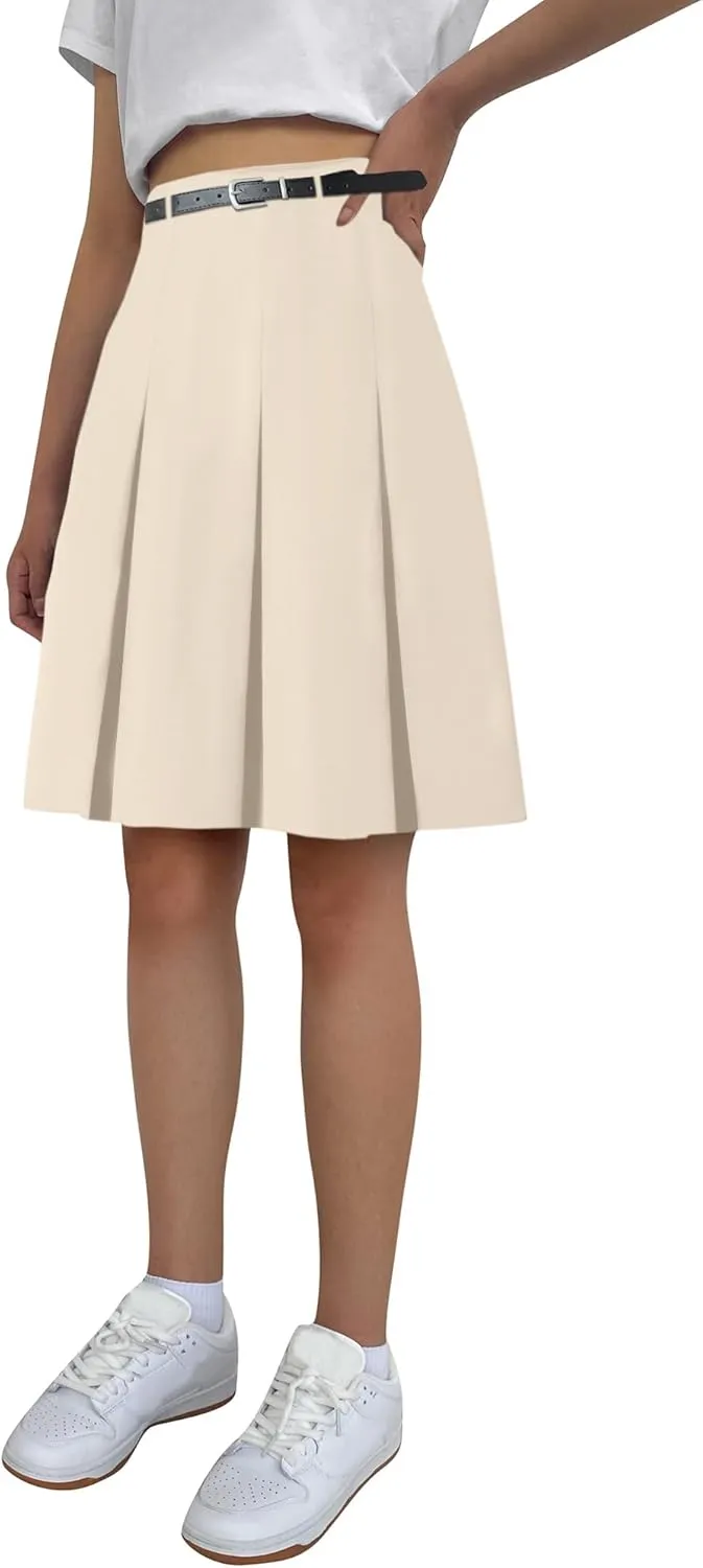 Cromoncent Girls Women's High Waist A-Line Long Pleated Skirts, 6 Years - US 4XL
