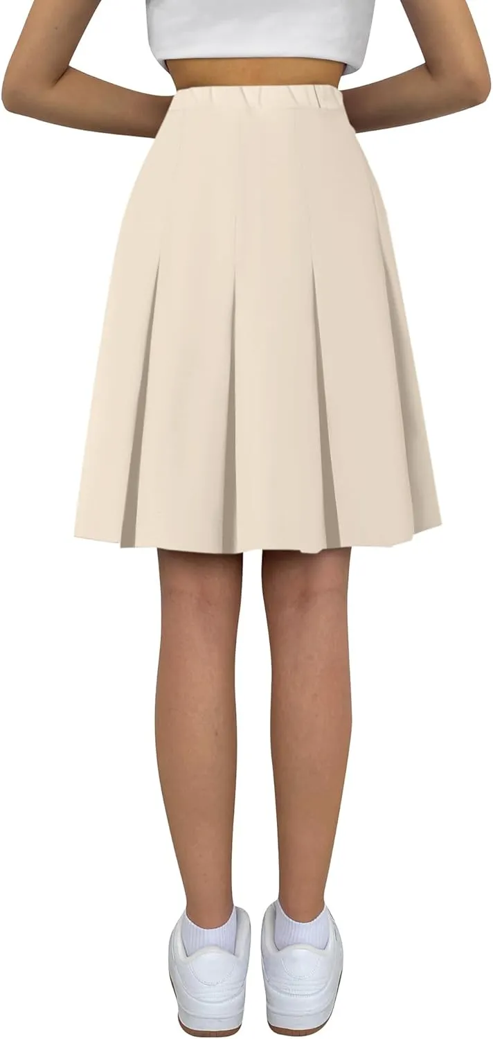 Cromoncent Girls Women's High Waist A-Line Long Pleated Skirts, 6 Years - US 4XL