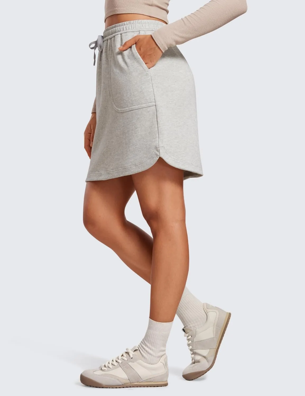 CRZ YOGA Comfy Cotton Sweat Skirts for Women 17'' Linerless Casual Work Lounge Athletic Jersey Skort with Pockets