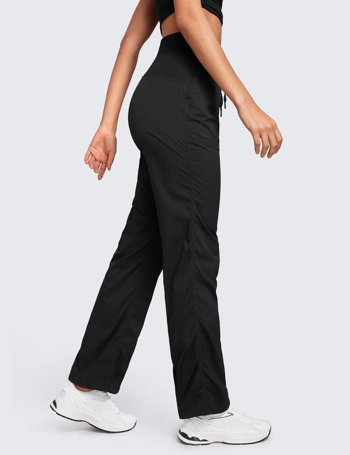 CRZ YOGA Lightweight Straight Leg Workout Pants for Women Casual Ruched Work Gym Athletic Joggers with Pockets