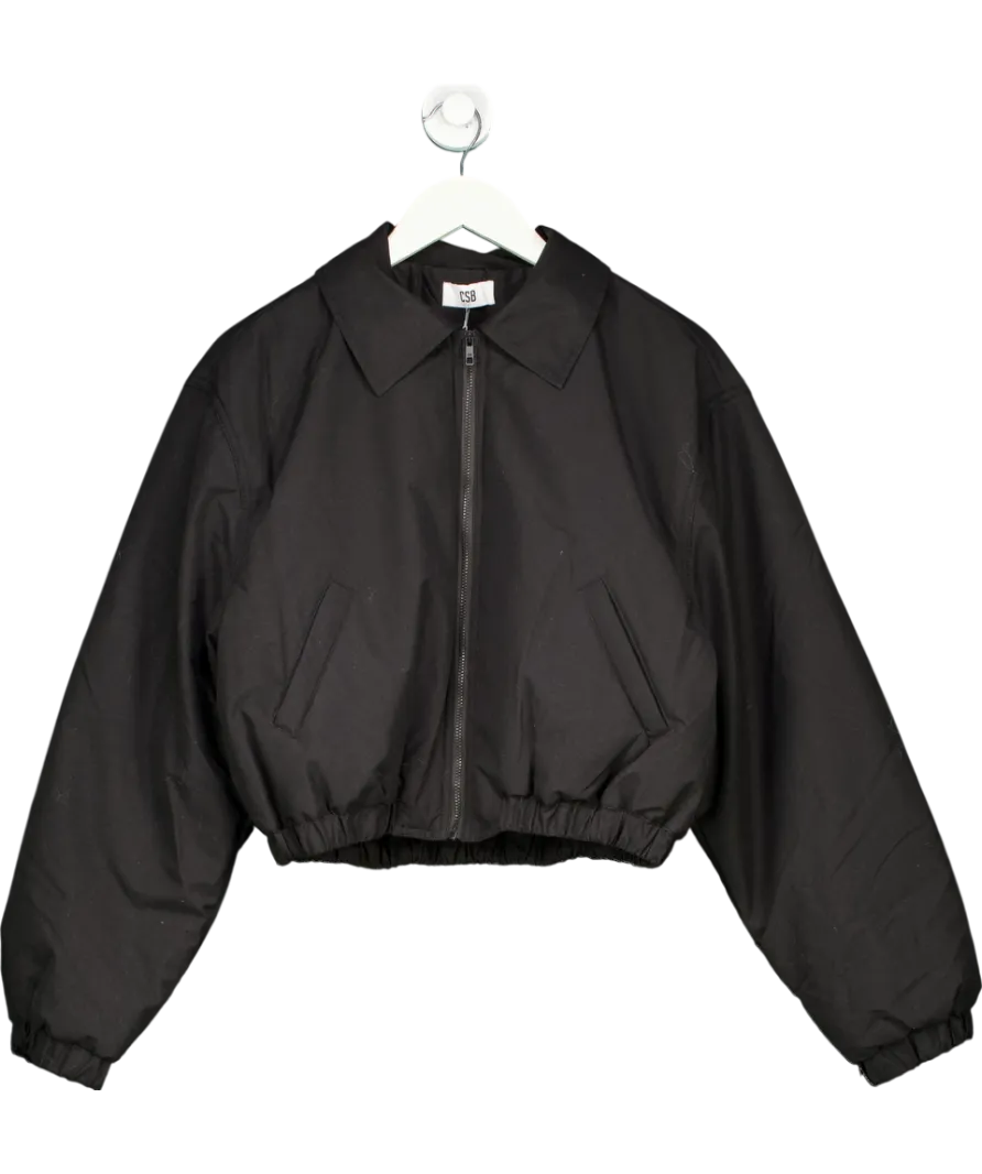 CSB Black Cropped Oversized Bomber Jacket UK S