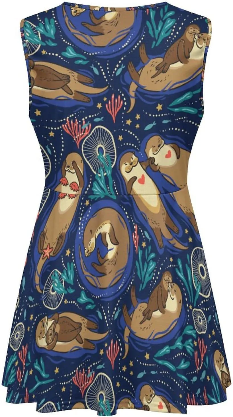 Cute Otters in The Sea Wearable Crop Top Casual for Women Spring Summer Party Clothes