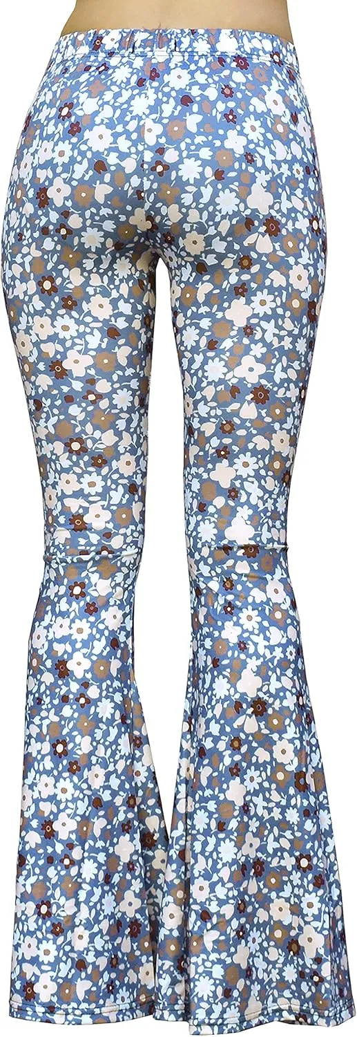 Daisy Del Sol High Waist Comfy Stretch Boho 70s Bell Bottom Fit to Flare Lounge Yoga Pants