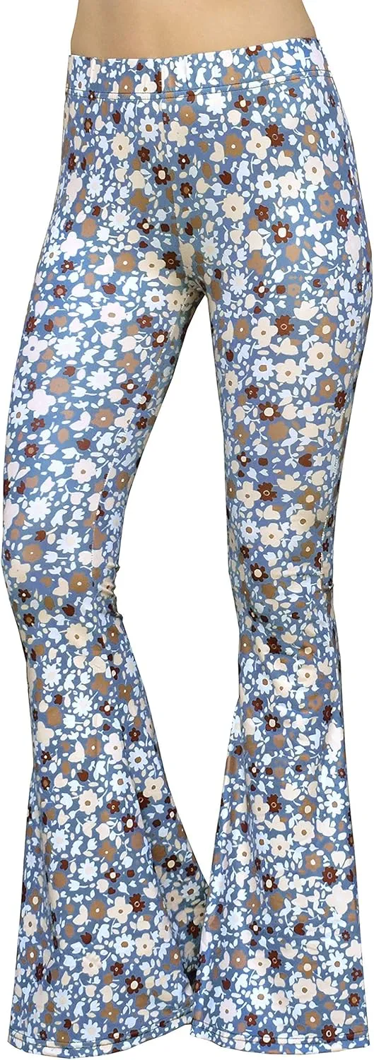 Daisy Del Sol High Waist Comfy Stretch Boho 70s Bell Bottom Fit to Flare Lounge Yoga Pants