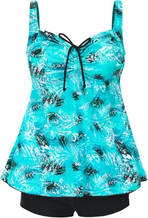 DANIFY Plus Size Swimsuit for Women Tankini Swimdress Tummy Control Swimwear Cover up Swim Dress Two Piece Bathing Suit