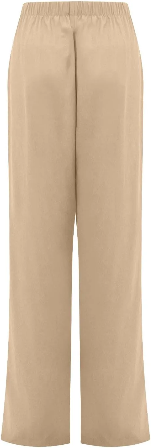 DASAYO Linen Pants for Women Trendy Elastic Wasit Casual Tapered Pants Lightweight Comfy Trousers with Pockets Summer Clothes