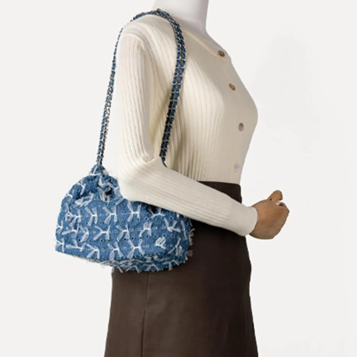 Denim Bucket Bag Purses for Women Denim Crossbody Bags Hobo Denim Handbag