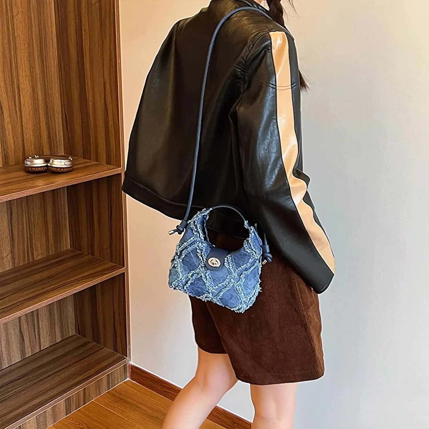 Denim Purses for Women, Jean Purse Denim Crossbody Bag Hobo Bags Shoulder Handbag