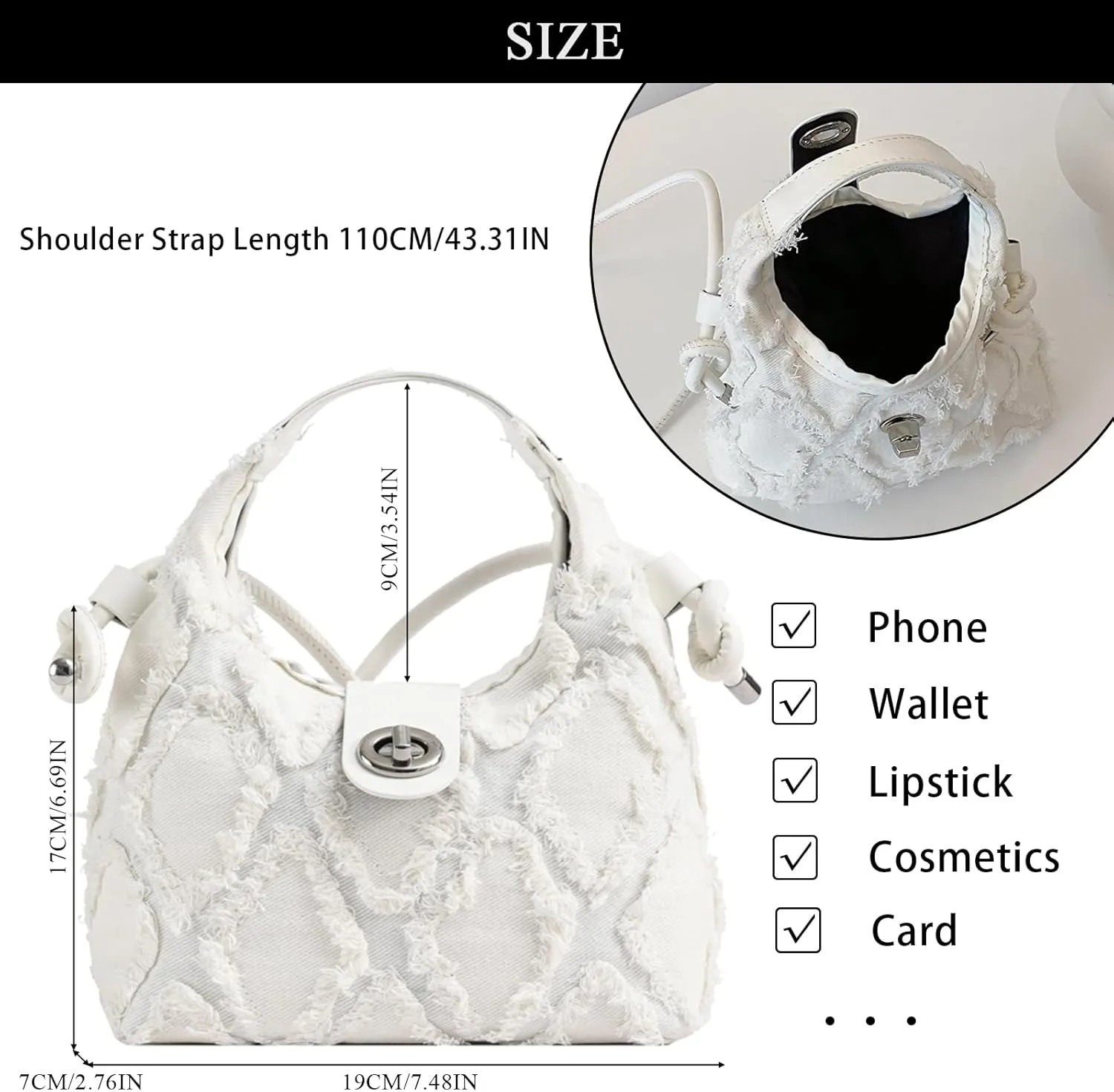 Denim Purses for Women, Jean Purse Denim Crossbody Bag Hobo Bags Shoulder Handbag