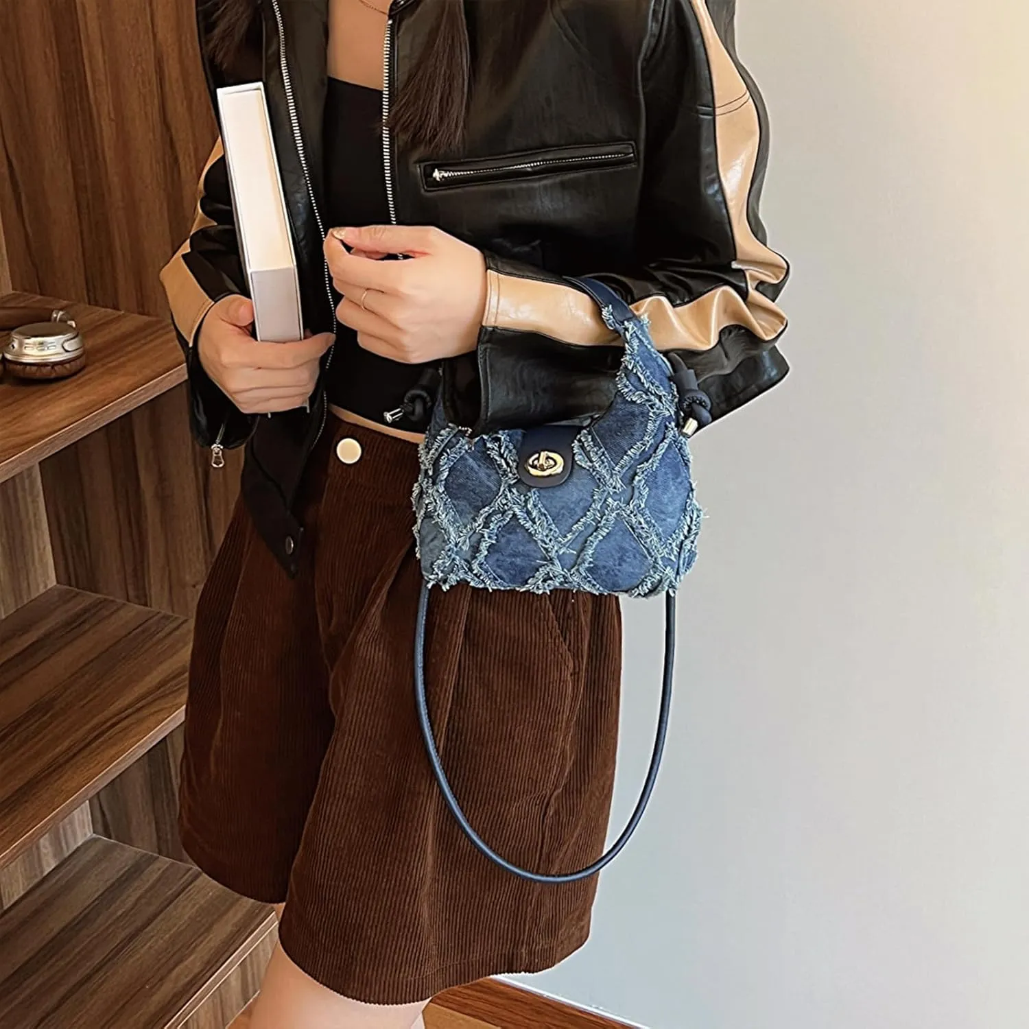 Denim Purses for Women, Jean Purse Denim Crossbody Bag Hobo Bags Shoulder Handbag