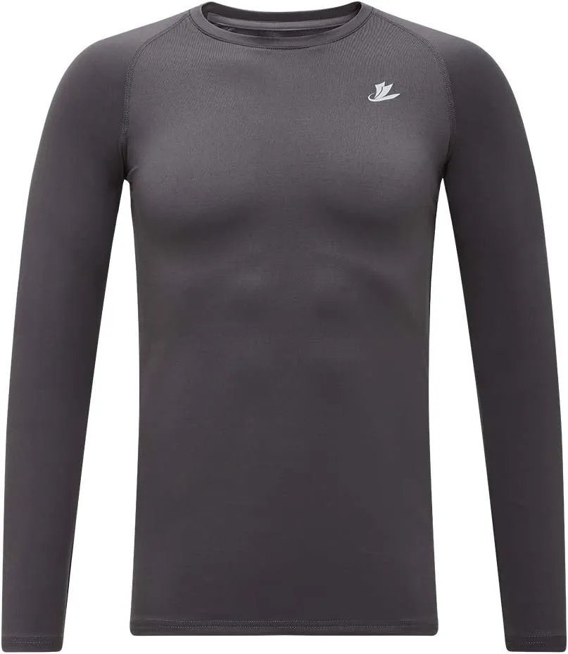 DEVOROPA Youth Boys Compression Shirt Long Sleeve Football Baseball Undershirt Quick Dry Kids Sports Baselayer Crewneck