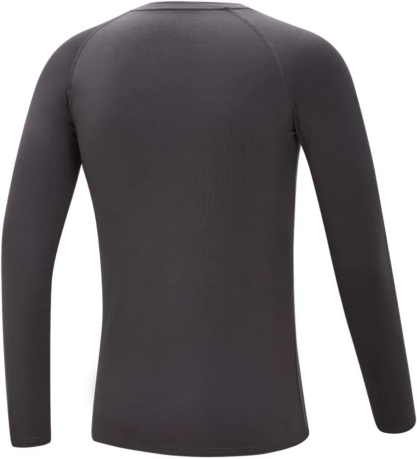 DEVOROPA Youth Boys Compression Shirt Long Sleeve Football Baseball Undershirt Quick Dry Kids Sports Baselayer Crewneck