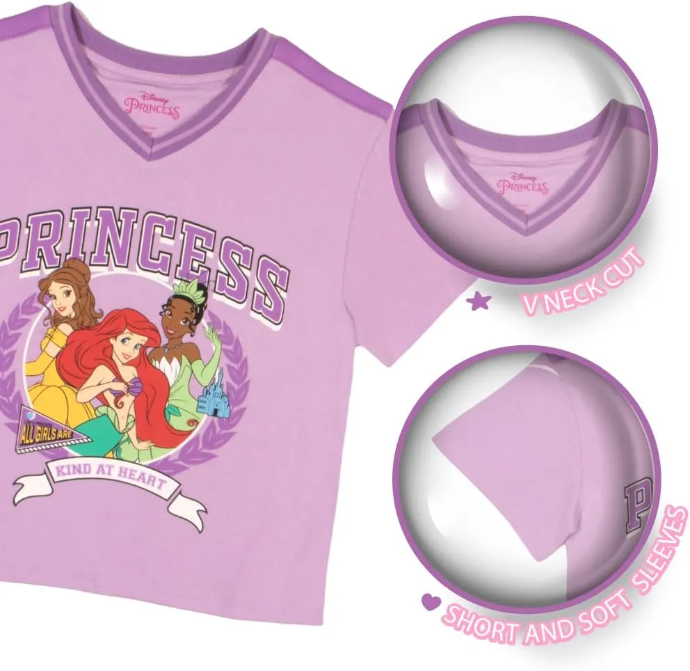 Disney Princess, Lilo and Stitch, Minnie Mouse, Moana and Frozen Girls 2-Piece Sets - Short Sleeve T-Shirt and Skort for Kids