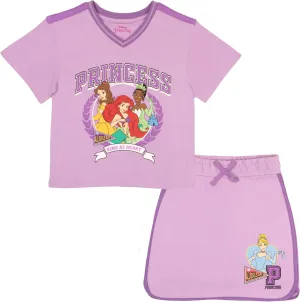 Disney Princess, Lilo and Stitch, Minnie Mouse, Moana and Frozen Girls 2-Piece Sets - Short Sleeve T-Shirt and Skort for Kids