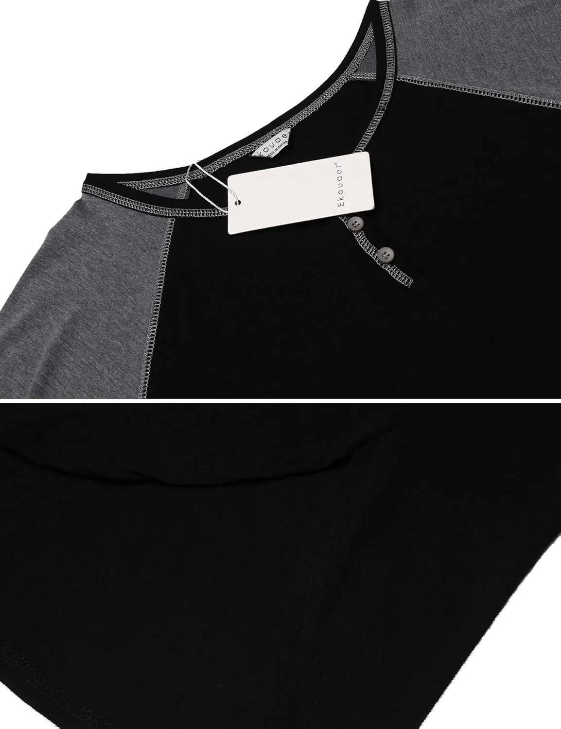 Ekouaer Sleepwear Men's Nightshirt Short Sleeve Pajamas Comfy Big & Tall Henley Sleep Shirt M-XXXL