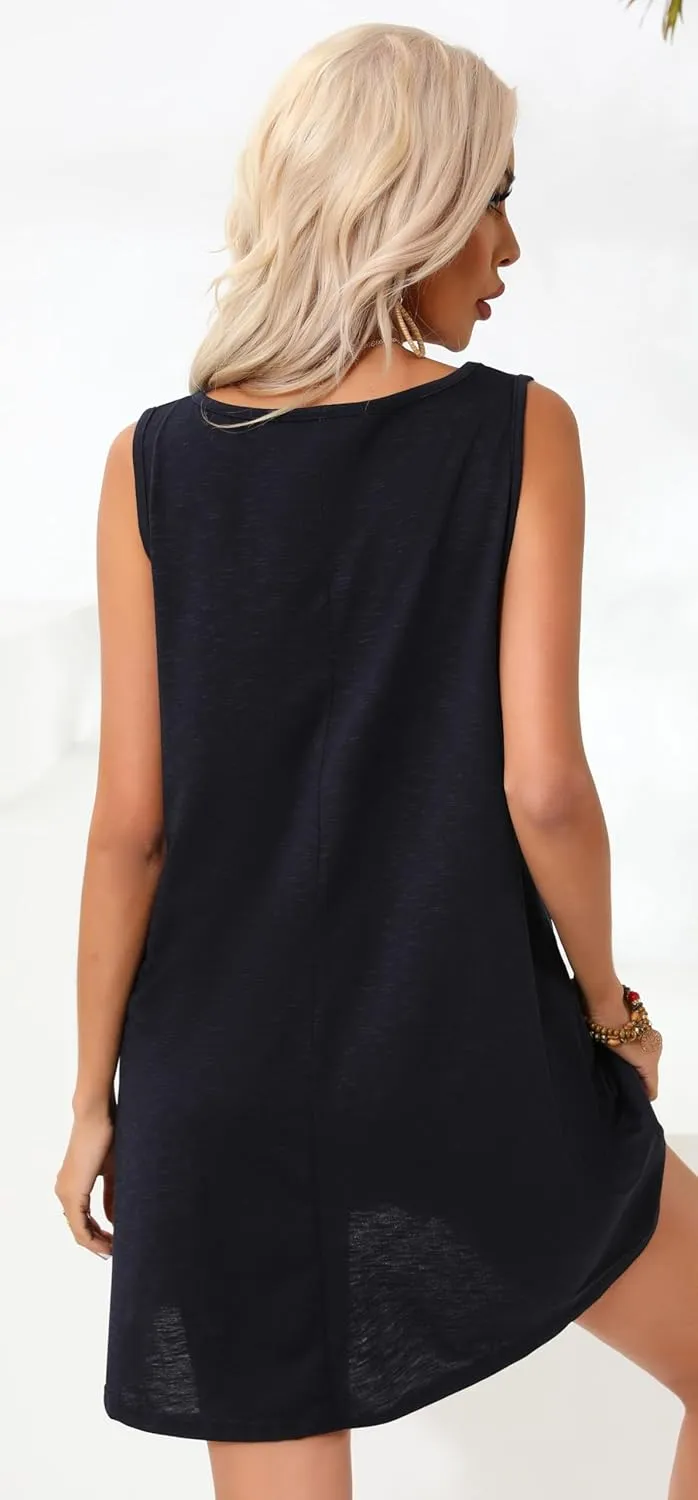 elescat Womens Swimsuit Cover Up Summer Sleeveless T Shirt Beach Dress Tank Bikini Coverups
