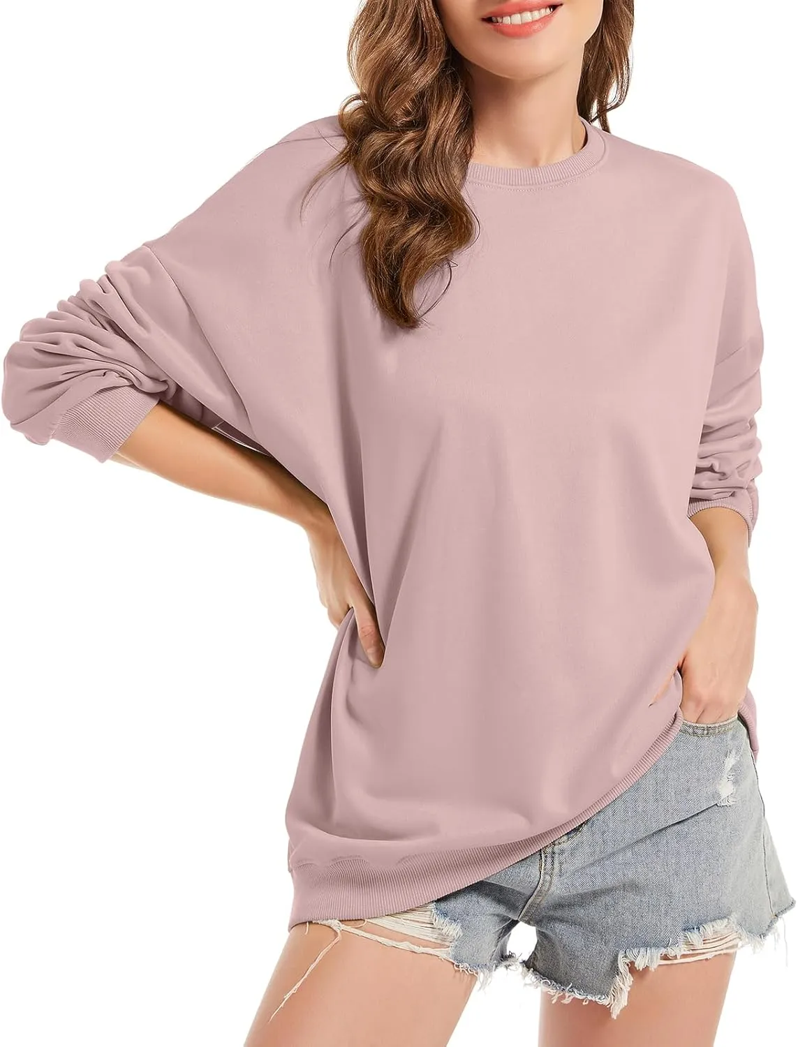 Fkatuzi Basic Oversized Hoodies for Women Solid Color Boyfriend Hooded Sweatshirt Baggy Plain Pullover Loose Fit Unisex Tops