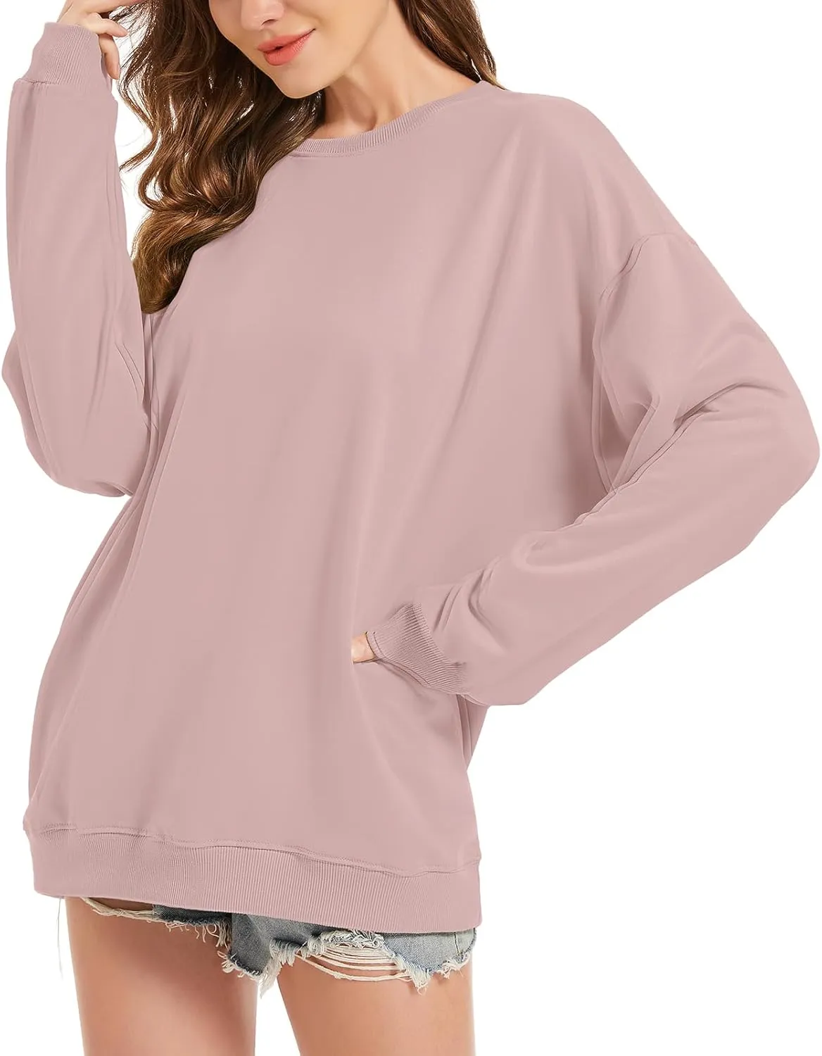Fkatuzi Basic Oversized Hoodies for Women Solid Color Boyfriend Hooded Sweatshirt Baggy Plain Pullover Loose Fit Unisex Tops