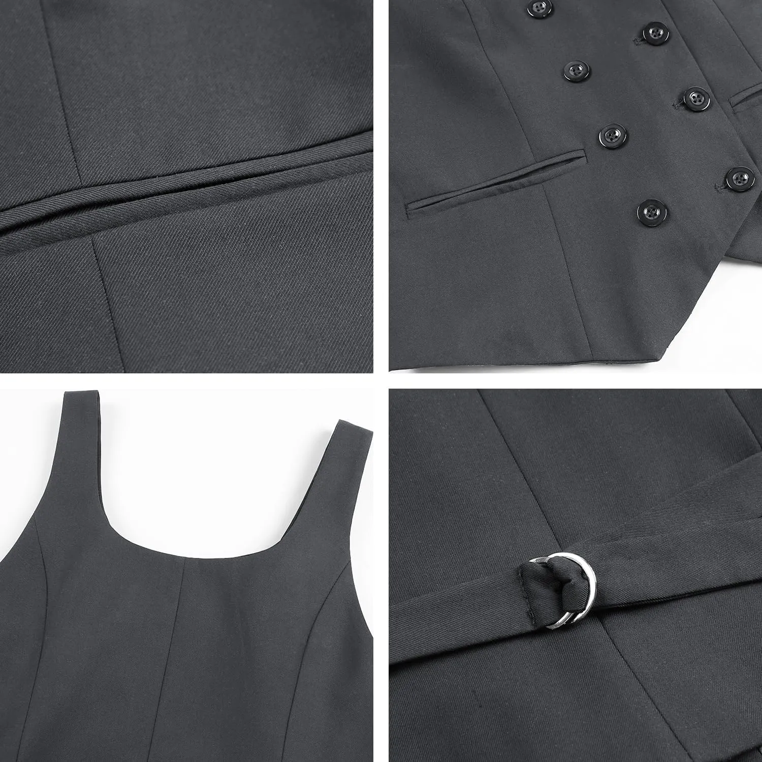 Foucome Womens Suit Vest Double Breasted V-Neck Fashion Dressy Casual Waistcoat Vest for Women