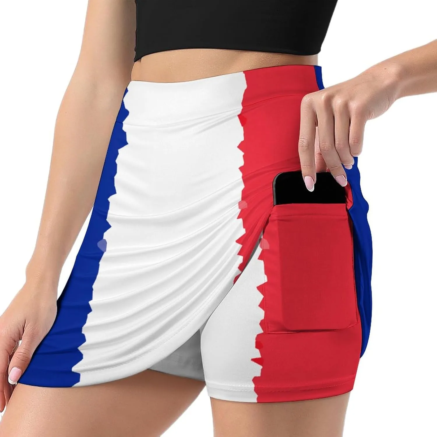 France Women's Skort Athletic Skirt Golf Skorts A-line Skirts with Built-in Shorts Pockets