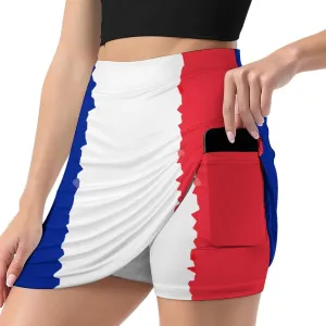 France Women's Skort Athletic Skirt Golf Skorts A-line Skirts with Built-in Shorts Pockets