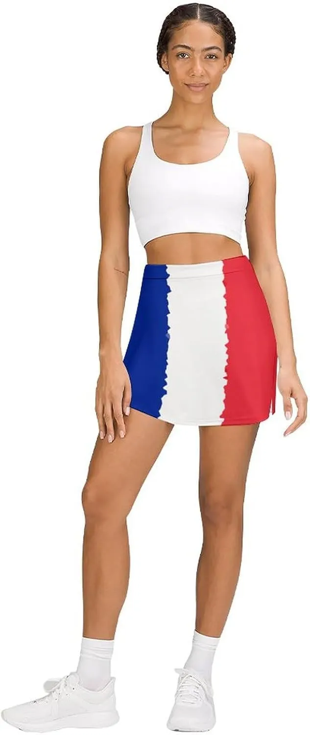 France Women's Skort Athletic Skirt Golf Skorts A-line Skirts with Built-in Shorts Pockets